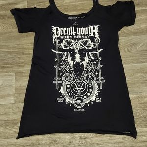 Killstar distressed cold shoulder tunic